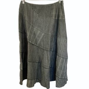 Sandro Grey Jean Maxi Quilted Flair Skirt